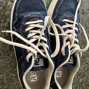 Denim Rieker sneakers.  Brand now, worn once.  Size 39. Women’s